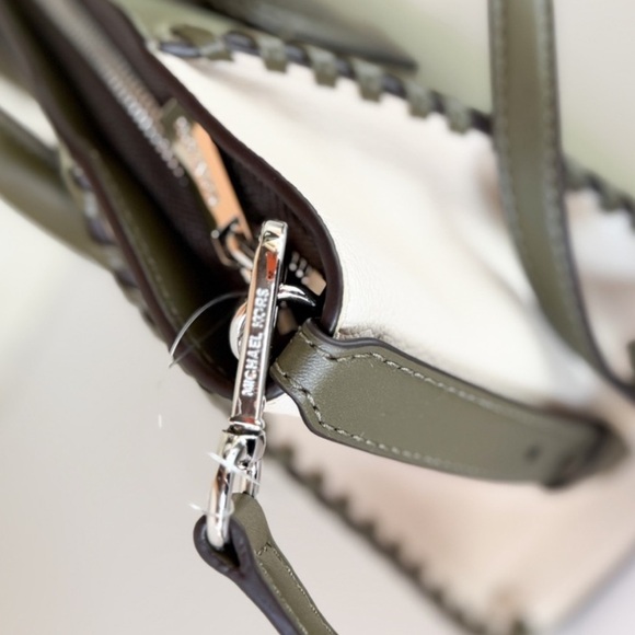 Michael Kors Avril Satchel in Green and White - Picture 3 of 4